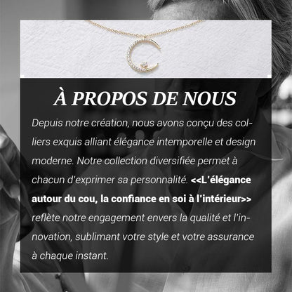 Collier Étincelant avec Pendentif d'Étoile et de Lune