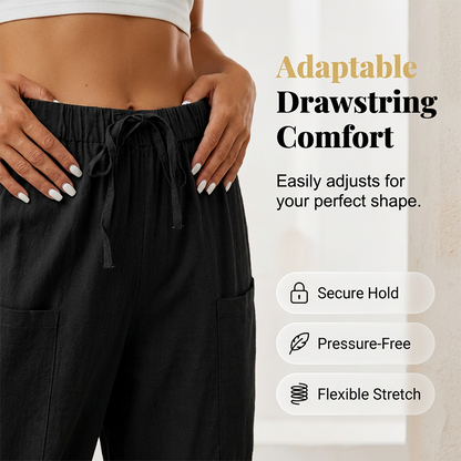 🔥 Spécial été 👖 Pantalon 3/4 pour femme, avec cordon de serrage à la taille 🌸 Ample, léger et extrêmement confortable 💫