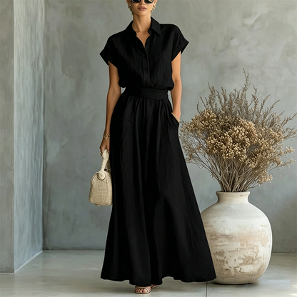 Ensemble élégant deux pièces chemise et pantalon large