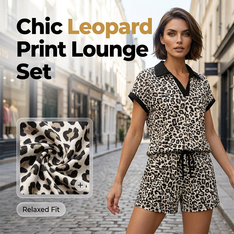 Haut et short à imprimé léopard, ensemble tendance pour femme, ensemble deux pièces