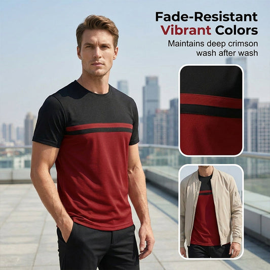 👕 -50% MAINTENANT ! 🎨 T-shirt homme color block col rond – Coton doux, coupe moderne, parfait pour le quotidien, le sport ou les sorties casual ✨