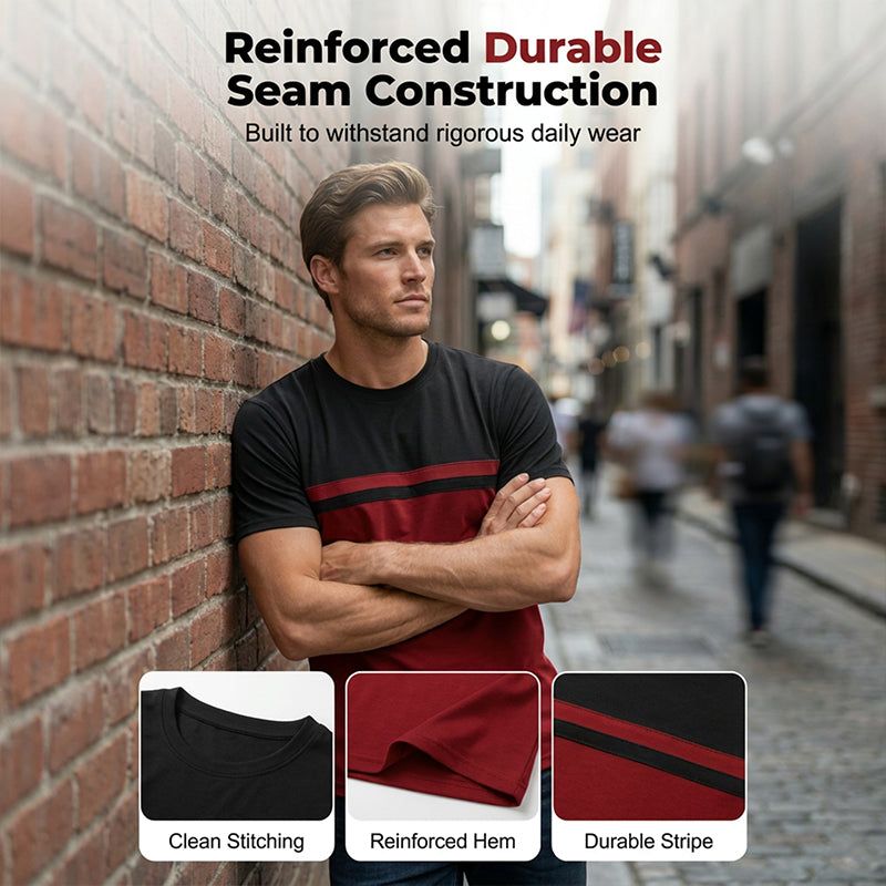 👕 -50% MAINTENANT ! 🎨 T-shirt homme color block col rond – Coton doux, coupe moderne, parfait pour le quotidien, le sport ou les sorties casual ✨