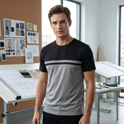 👕 -50% MAINTENANT ! 🎨 T-shirt homme color block col rond – Coton doux, coupe moderne, parfait pour le quotidien, le sport ou les sorties casual ✨