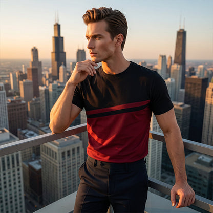 👕 -50% MAINTENANT ! 🎨 T-shirt homme color block col rond – Coton doux, coupe moderne, parfait pour le quotidien, le sport ou les sorties casual ✨