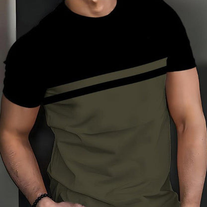 👕 -50% MAINTENANT ! 🎨 T-shirt homme color block col rond – Coton doux, coupe moderne, parfait pour le quotidien, le sport ou les sorties casual ✨