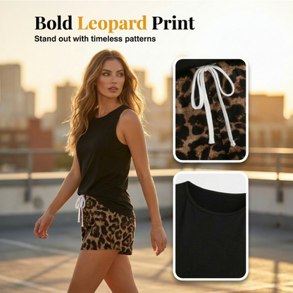 👕🐆 PROMO FLASH 50% ! Ensemble Femme Débardeur & Short Imprimé Léopard – Tissu Léger, Style Audacieux & Chic, Parfait pour l'Été & les Sorties Décontractées ✨