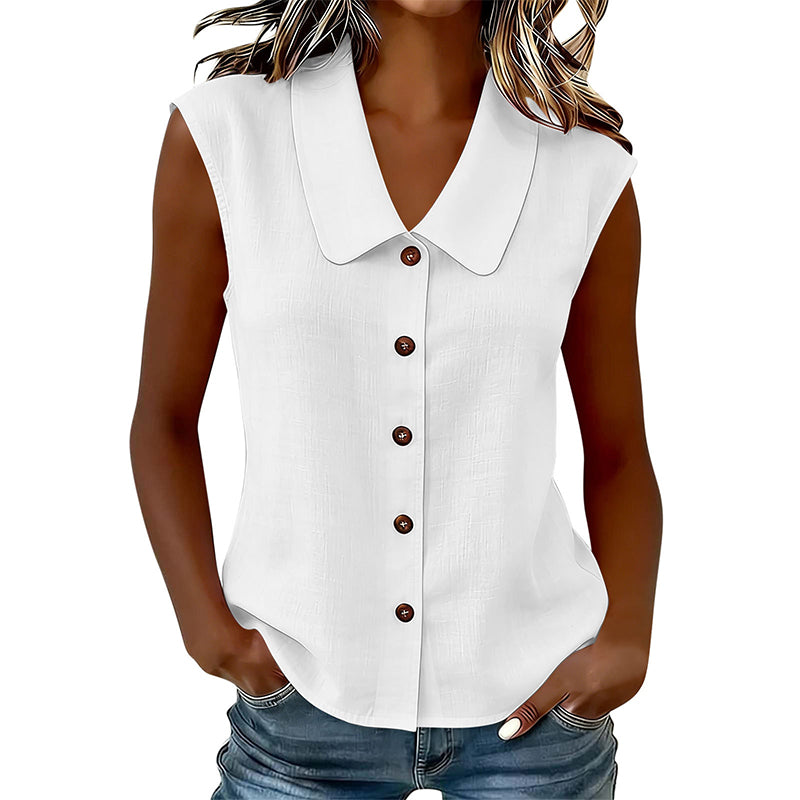 Chemise boutonnée à col V pour femme ; confortable et respirante ✨