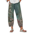 Pantalon large pour femme, imprimé floral rétro, respirant et confortable