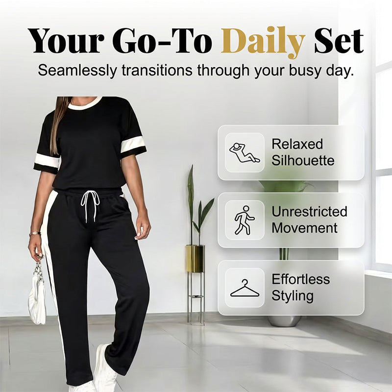 Ensemble 2 Pièces Femme : Confort et Style avec Pantalon Taille Élastique
