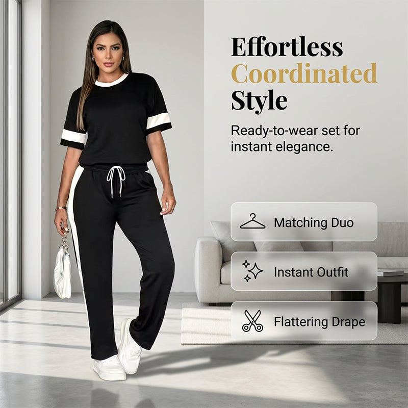 Ensemble 2 Pièces Femme : Confort et Style avec Pantalon Taille Élastique