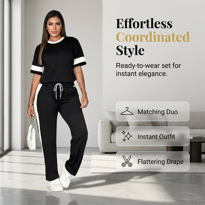 Ensemble 2 Pièces Femme : Confort et Style avec Pantalon Taille Élastique