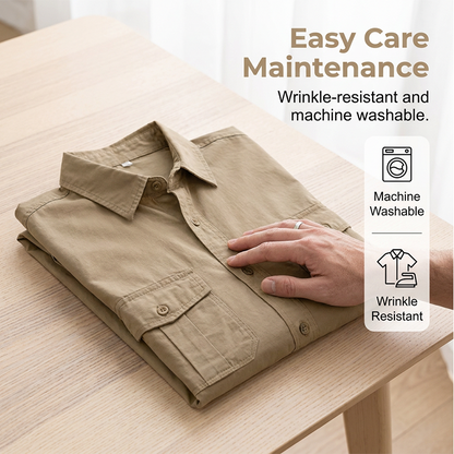 Chemise décontractée à manches longues pour homme, avec poches