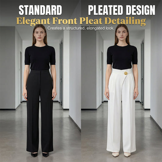 👖 Pantalon décontracté ample taille haute à poches - Effet fluide - Confort & Style 🤍✨