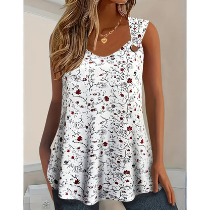 👚 50 % DE RÉDUCTION MAINTENANT ! 🌸 Débardeur d'été à imprimé floral pour femme – Doux, respirant et sans manches – parfait pour les journées chaudes, les sorties à la plage ou pour superposer les vêtements de façon décontractée ☀️