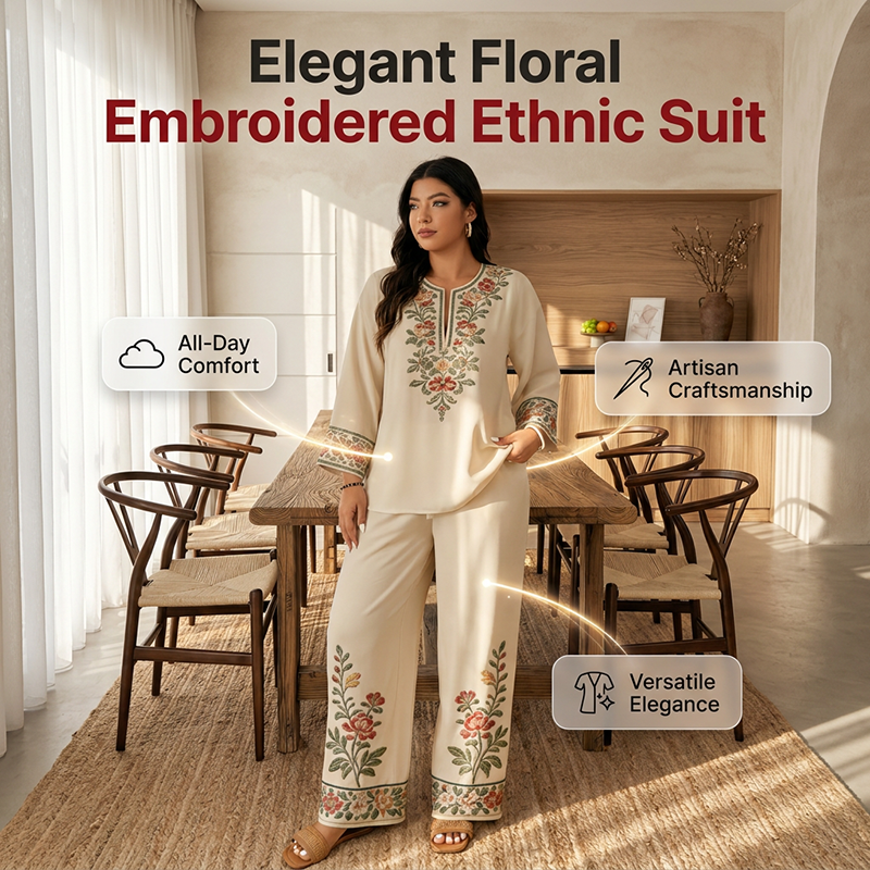 Ensemble Chemisier à Manches Longues et Pantalon Large pour Femme