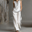 Ensemble pour femme : top sans manches à liseré contrasté et pantalon large