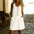 ✨ Robe sans manches lin-coton, col en U et poches