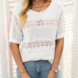 🏆Jusqu'à 50% de réduction !🌷Pull femme manches courtes col rond aspect ajouré et crochet
