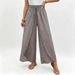 Pantalon large à taille smockée et fente pour femme