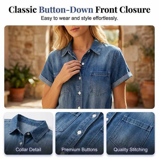 🔥PROMOTION EXCEPTIONNELLE : -50 %🔥 Combinaison-short en jean décontractée à manches courtes pour femme