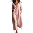 ⏳🔥50 % DE RÉDUCTION POUR UNE DURÉE LIMITÉE ! 👗 Élégante robe à manches courtes pour femme, en coton et lin, avec col – légère, chic et confortable ✨