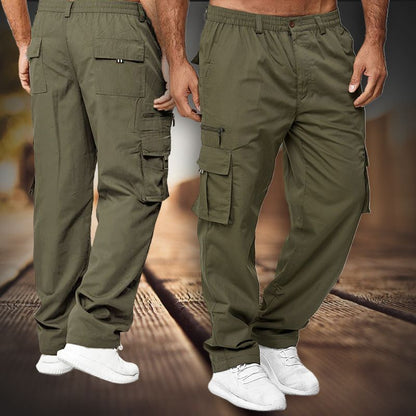 Taktische, lockere Herrenhose mit geradem Bein und mehreren Taschen