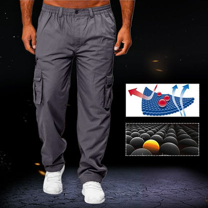 Taktische, lockere Herrenhose mit geradem Bein und mehreren Taschen