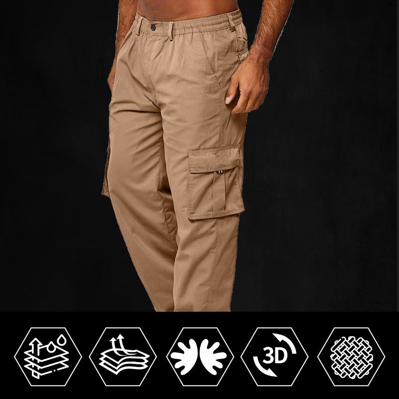 Taktische, lockere Herrenhose mit geradem Bein und mehreren Taschen