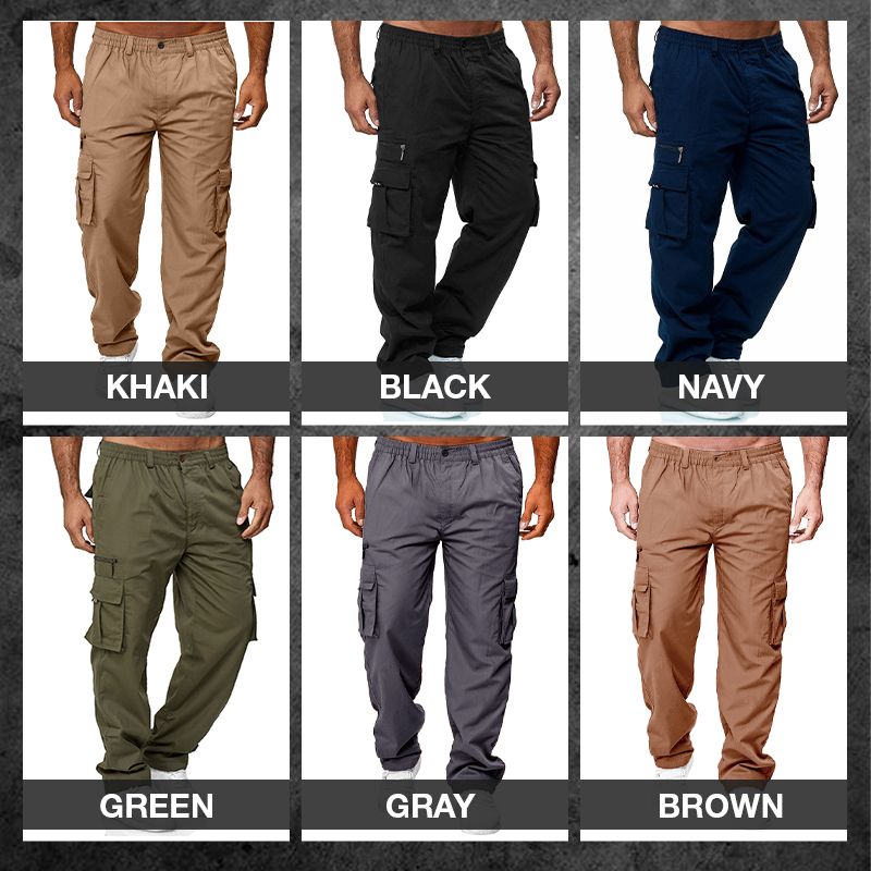Taktische, lockere Herrenhose mit geradem Bein und mehreren Taschen