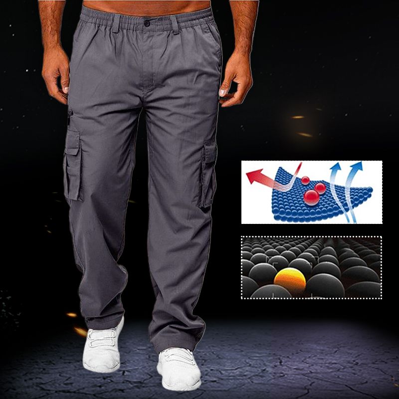 Taktische, lockere Herrenhose mit geradem Bein und mehreren Taschen