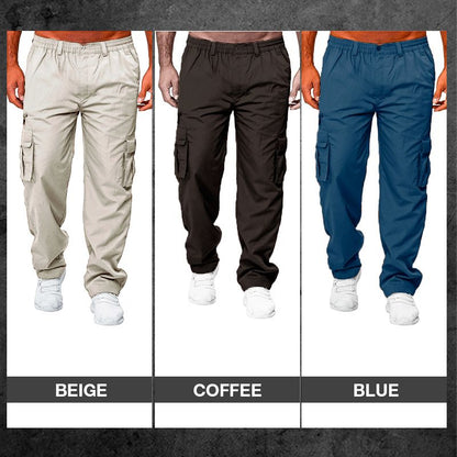 Taktische, lockere Herrenhose mit geradem Bein und mehreren Taschen