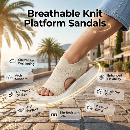 Sandales à plateforme en tricot respirant pour femme