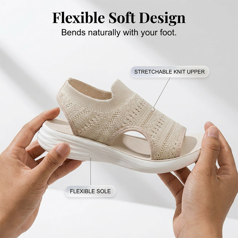 Sandales à plateforme en tricot respirant pour femme