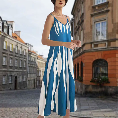 👗Robe Imprimée à Col en V et à Bretelles Spaghetti pour Femmes