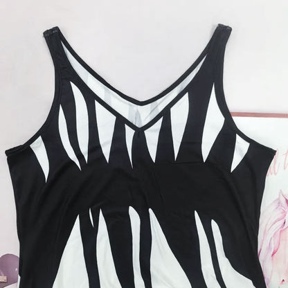 👗Robe Imprimée à Col en V et à Bretelles Spaghetti pour Femmes