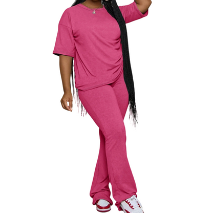 Women's Short Sleeve Top and Long Pants Set