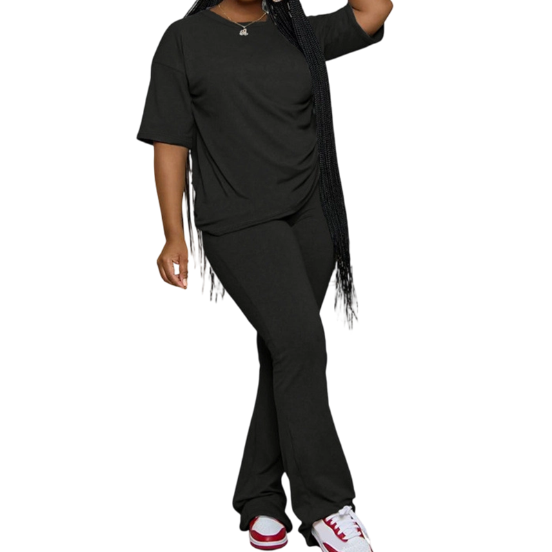 Women's Short Sleeve Top and Long Pants Set