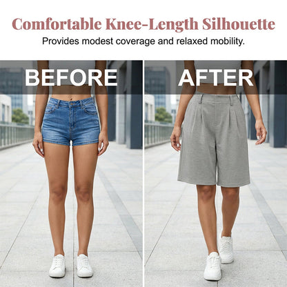 Short plissé décontracté à taille haute pour femme