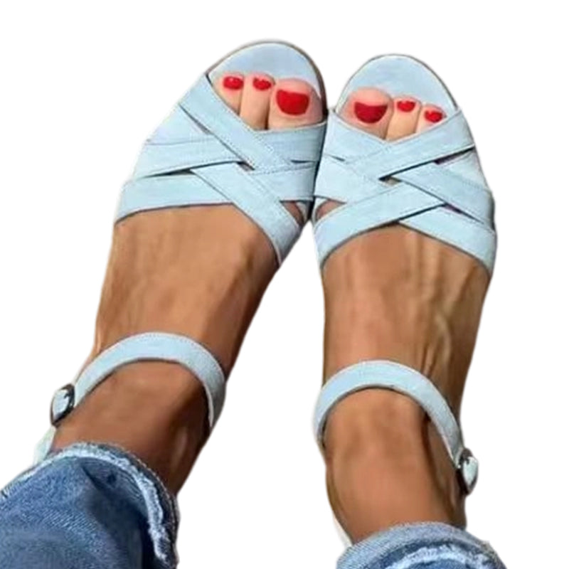 Sandales plates ajourées pour femme avec boucle réglable