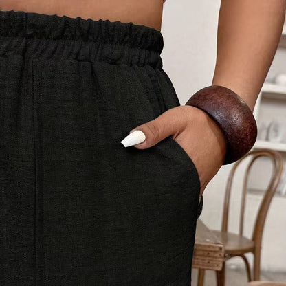 👖 50% DE RÉDUCTION ✨ Pantalon femme casual à chevilles retroussées – Coupe ample & ceinture élastique – Couleurs unies, parfait pour un look décontracté ou chic – confortable et intemporel 🍂🌸