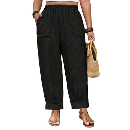 👖 50% DE RÉDUCTION ✨ Pantalon femme casual à chevilles retroussées – Coupe ample & ceinture élastique – Couleurs unies, parfait pour un look décontracté ou chic – confortable et intemporel 🍂🌸