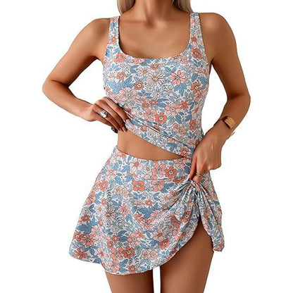 Ensemble de maillot de bain composé d'un débardeur et d'une jupe à nouer sur les côtés