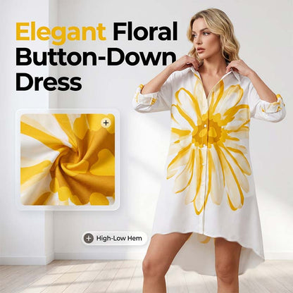 Robe chemise à boutons à imprimé floral pour femme