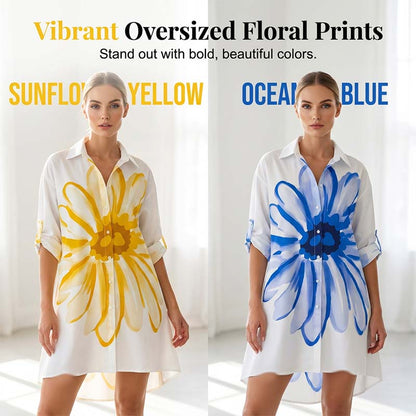 Robe chemise à boutons à imprimé floral pour femme