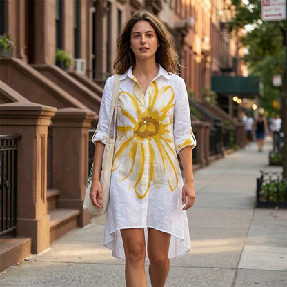 Robe chemise à boutons à imprimé floral pour femme
