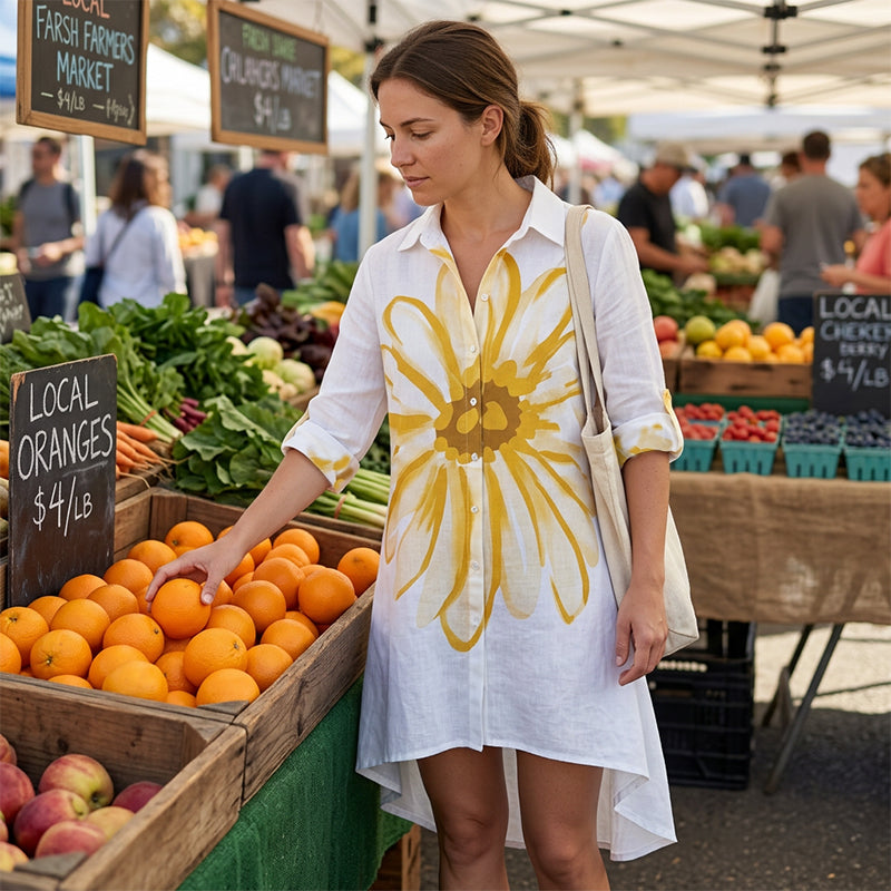 Robe chemise à boutons à imprimé floral pour femme
