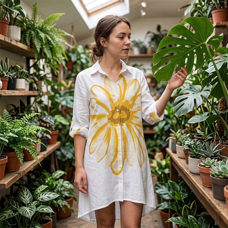 Robe chemise à boutons à imprimé floral pour femme