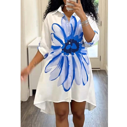 Robe chemise à boutons à imprimé floral pour femme