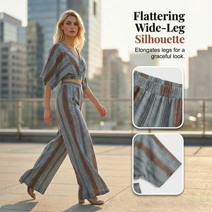 👚 LIMITED-TIME 50% OFF! ✨ Striped Crop Top & Wide-Leg Pants Set – Flowy, Breathable, Resort Style 🏖️