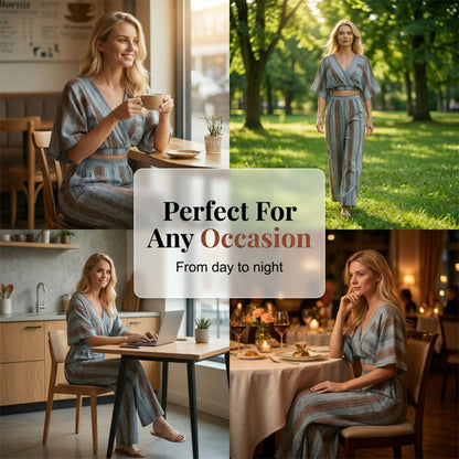 👚 LIMITED-TIME 50% OFF! ✨ Striped Crop Top & Wide-Leg Pants Set – Flowy, Breathable, Resort Style 🏖️